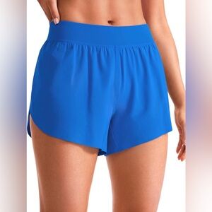 CRZ YOGA Mid Waisted Split Running Shorts for Women 4" Size: Small